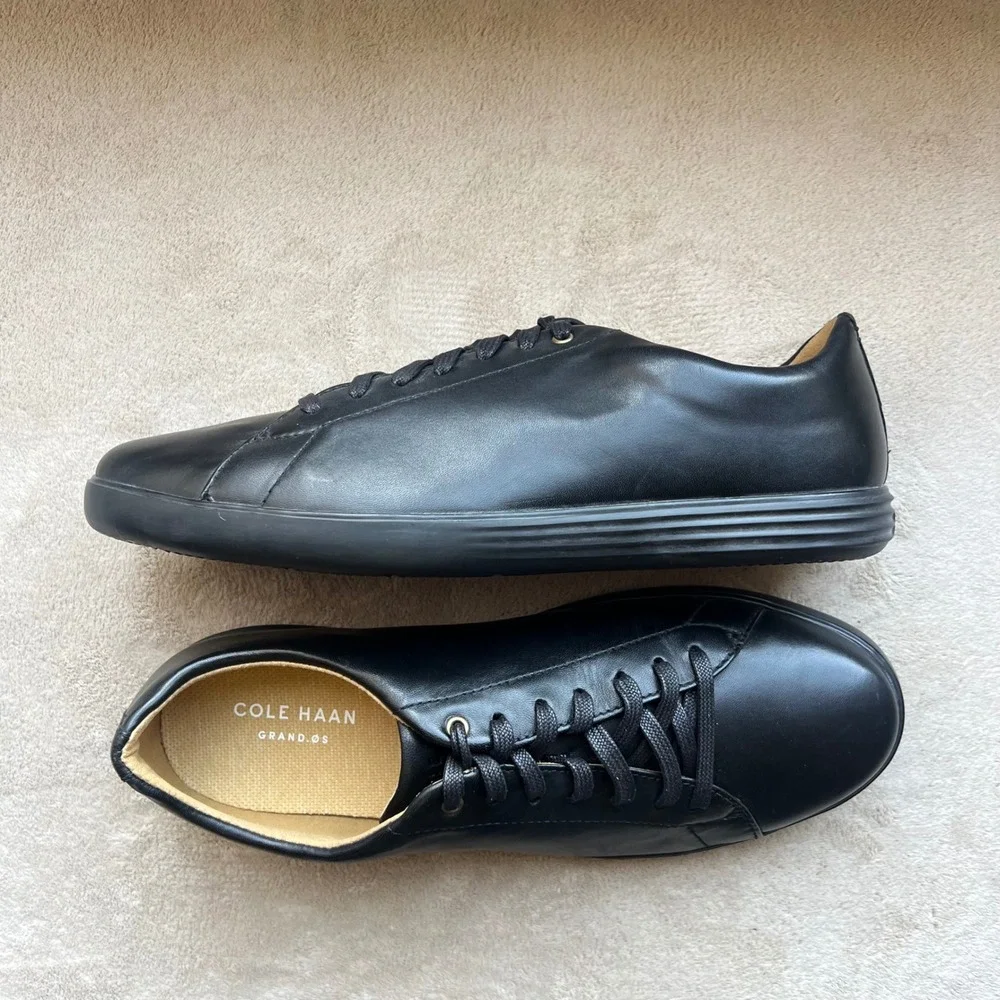 Cole Haan Grand Crosscourt II Men 10.5M Black Leather Low Top Sneakers C26655